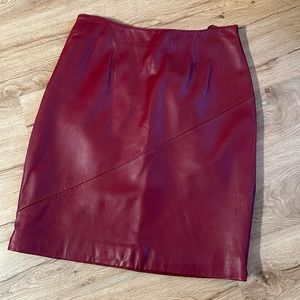 Red Genuine Leather Vintage Skirt